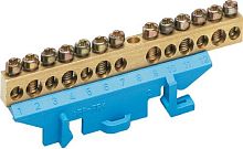 Шина неизолированная тип "Стойка" Hager KM13N N "ноль" 6x16+7x10мм2 13 групп синий картинка 